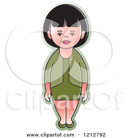 Clipart of a Girl or Woman in a Green Dress - Royalty Free Vector Illustration by Lal Perera