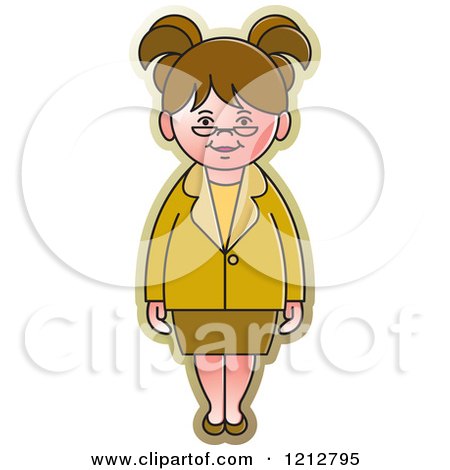 Clipart of a Girl or Woman in a Green and Yellow Outfit - Royalty Free Vector Illustration by Lal Perera