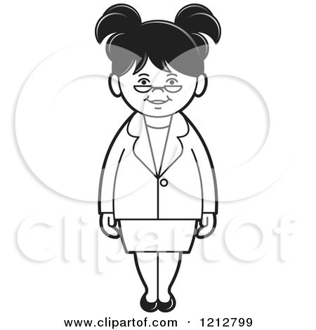 Clipart of a Black and White Woman with Glasses - Royalty Free Vector Illustration by Lal Perera