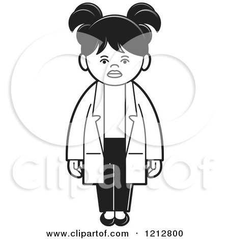 Clipart of a Black and White Girl or Woman in a Lab Coat - Royalty Free Vector Illustration by Lal Perera