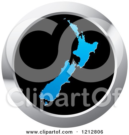 Clipart of a New Zealand Map Icon - Royalty Free Vector Illustration by Lal Perera