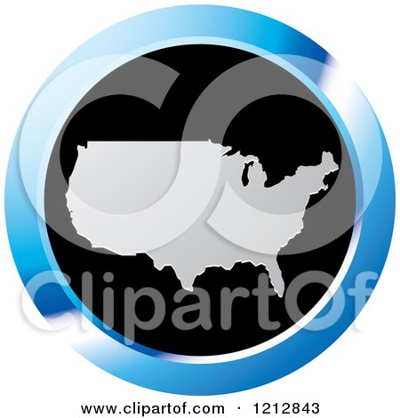 Clipart of a United States Map Icon - Royalty Free Vector Illustration by Lal Perera