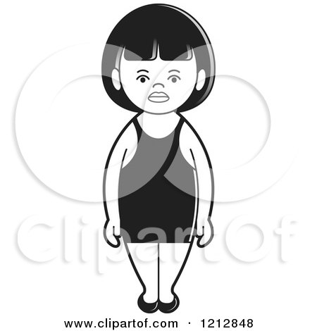 Clipart of a Black and White Girl in a Swimsuit 2 - Royalty Free Vector Illustration by Lal Perera