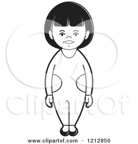 Clipart of a Black and White Girl 9 - Royalty Free Vector Illustration by Lal Perera