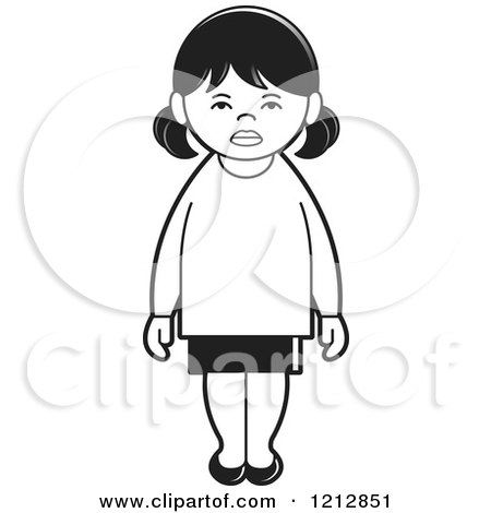 Clipart of a Black and White Girl 8 - Royalty Free Vector Illustration by Lal Perera
