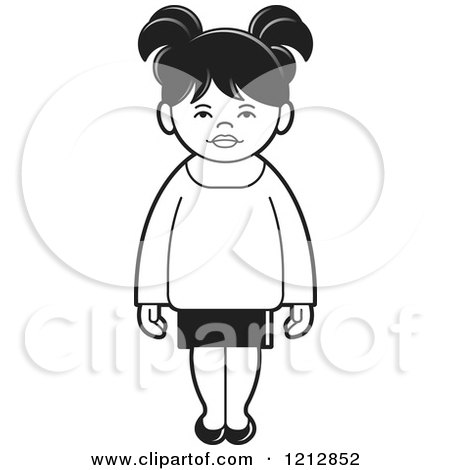 Clipart of a Black and White Girl 7 - Royalty Free Vector Illustration by Lal Perera