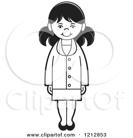 Clipart of a Black and White Girl - Royalty Free Vector Illustration by Lal Perera