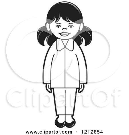 Clipart of a Black and White Girl 2 - Royalty Free Vector Illustration by Lal Perera