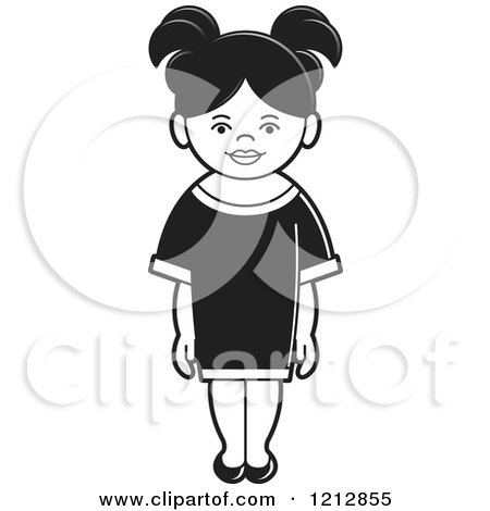 Clipart of a Black and White Girl 10 - Royalty Free Vector Illustration by Lal Perera