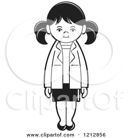 Clipart of a Black and White Girl 3 - Royalty Free Vector Illustration by Lal Perera