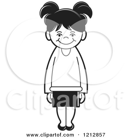 Clipart of a Black and White Girl 4 - Royalty Free Vector Illustration by Lal Perera