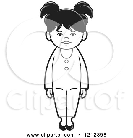Clipart of a Black and White Girl 5 - Royalty Free Vector Illustration by Lal Perera