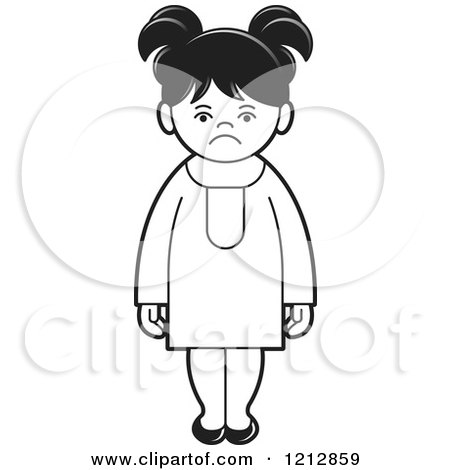 Clipart of a Black and White Girl 6 - Royalty Free Vector Illustration by Lal Perera