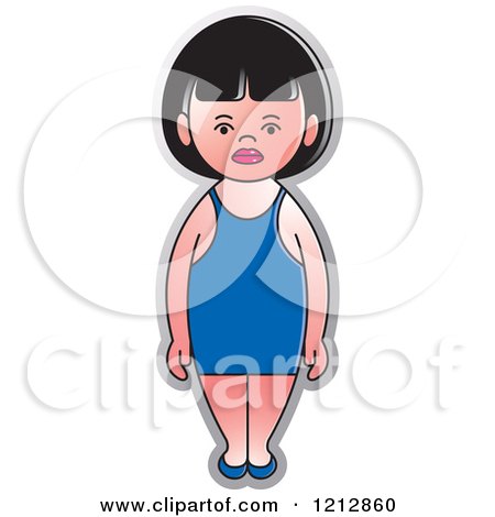 Clipart of a Girl in a Blue Swimsuit - Royalty Free Vector Illustration by Lal Perera