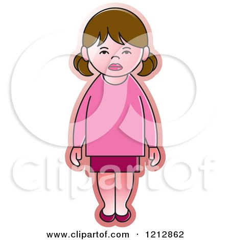 Clipart of a Girl in a Pink Outfit - Royalty Free Vector Illustration by Lal Perera