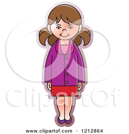 Clipart of a Girl in a Purple Coat - Royalty Free Vector Illustration by Lal Perera