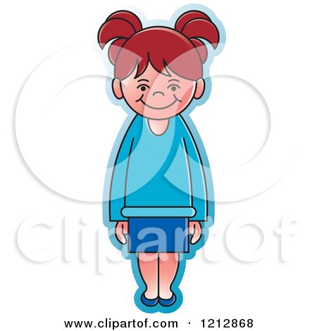 Clipart of a Girl in a Blue Outfit - Royalty Free Vector Illustration by Lal Perera
