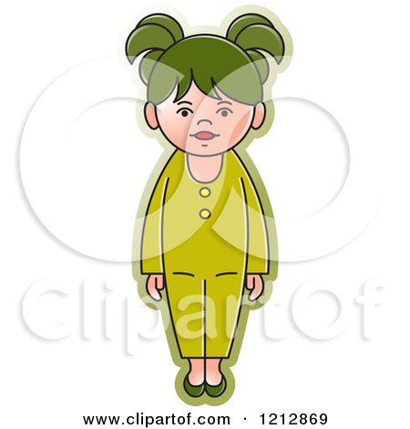 Clipart of a Girl in a Green Outfit 2 - Royalty Free Vector Illustration by Lal Perera