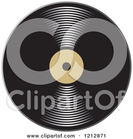 Clipart of a Shiny Vinyl Record with a Blank Tan Label - Royalty Free Vector Illustration by Lal Perera