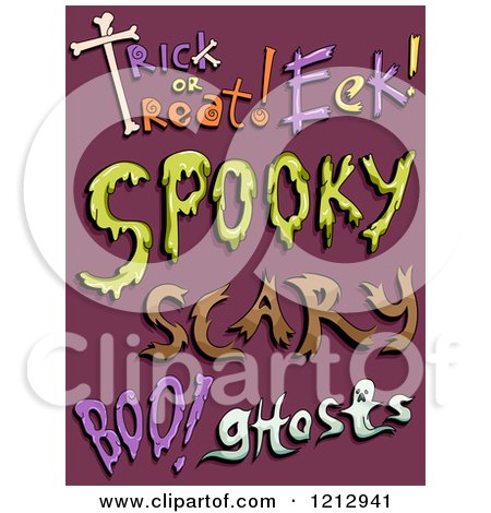 Clipart of Halloween Words on Purple - Royalty Free Vector Illustration by BNP Design Studio