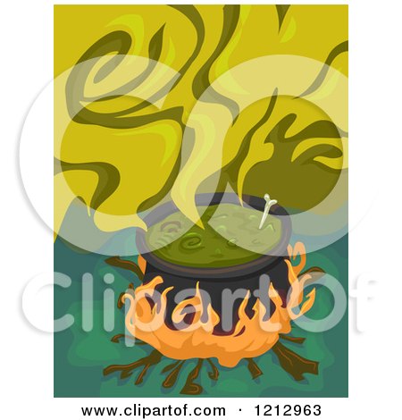 Clipart of a Boiling Witch Cauldron with Smoke - Royalty Free Vector Illustration by BNP Design Studio