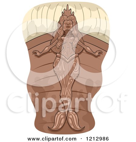 Clipart of a Mermaid on a Ship Figurehead - Royalty Free Vector Illustration by BNP Design Studio