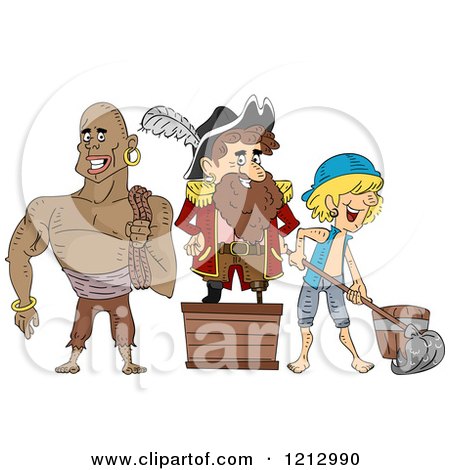 Clipart of a Pirate Captain and Crew - Royalty Free Vector Illustration by BNP Design Studio