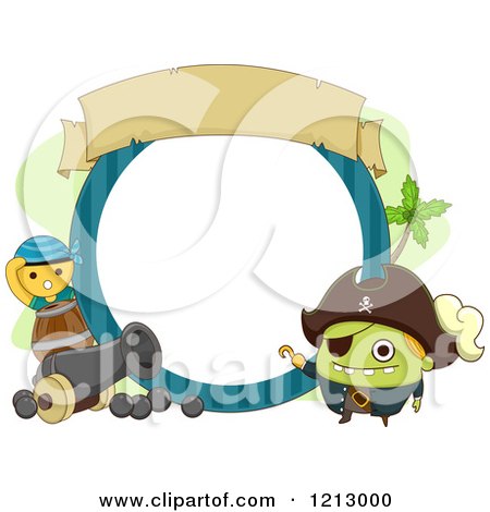Clipart of a Monster Pirate Frame with a Cannon - Royalty Free Vector Illustration by BNP Design Studio