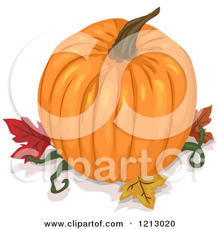 Clipart of a Pumpkin on Autumn Leaves - Royalty Free Vector Illustration by BNP Design Studio