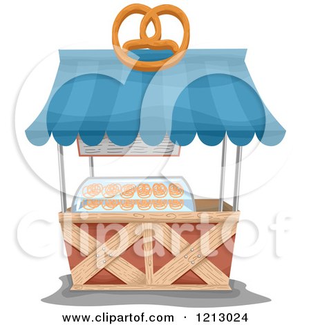 Clipart of a Soft Pretzel Food Cart - Royalty Free Vector Illustration by BNP Design Studio