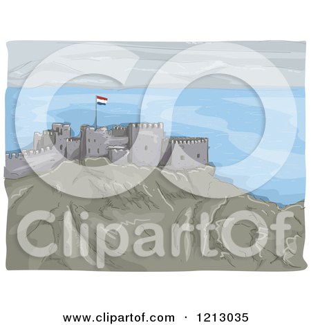 Clipart of the Castle of Saladin in Egypt - Royalty Free Vector Illustration by BNP Design Studio