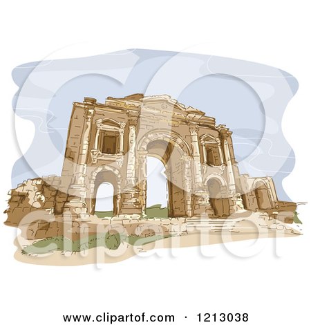Clipart of a Gate in the City of Jerash in Jordan - Royalty Free Vector Illustration by BNP Design Studio