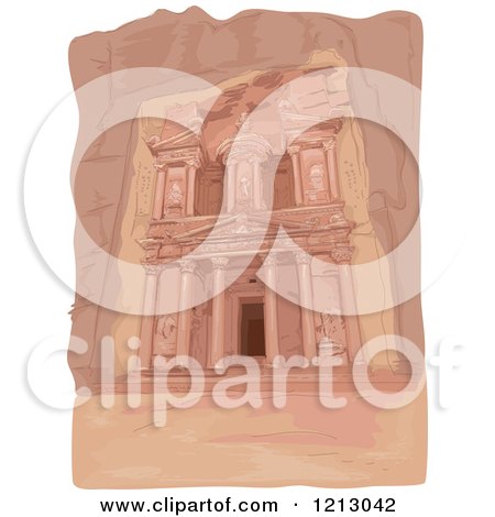 Clipart of the Facade of the Al Khazneh Temple in Petra, Jordan - Royalty Free Vector Illustration by BNP Design Studio