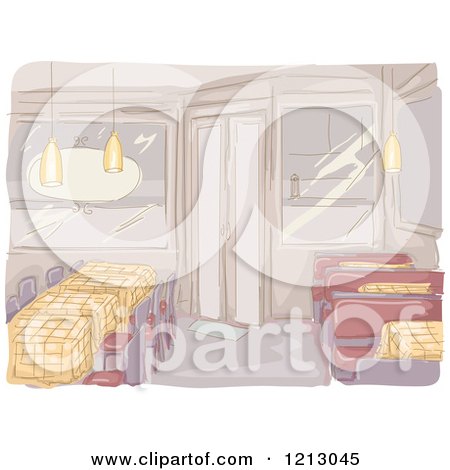 Clipart of a Deserted Diner Interior - Royalty Free Vector Illustration by BNP Design Studio