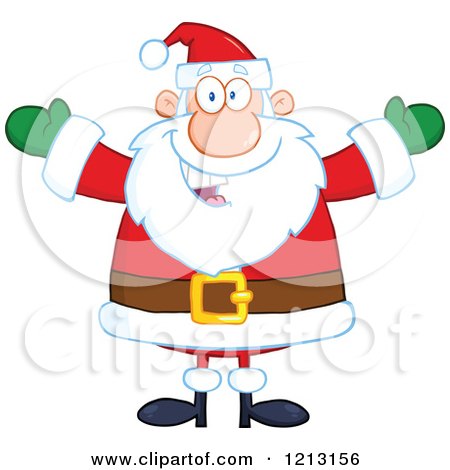 Cartoon of a Jolly Santa Holding His Arms Wide - Royalty Free Vector Clipart by Hit Toon