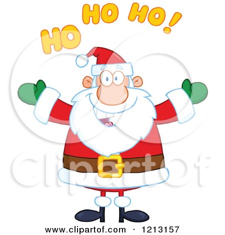 Cartoon of a Jolly Santa Saying Ho Ho Ho - Royalty Free Vector Clipart by Hit Toon