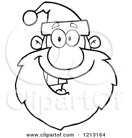 Cartoon of an Outlined Jolly Santa Face - Royalty Free Vector Clipart by Hit Toon