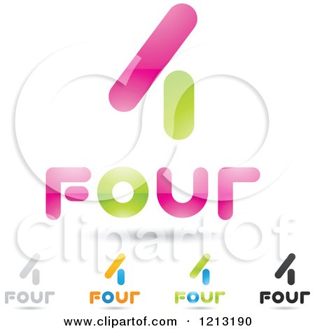 Clipart of Abstract Number 4 Icons with Four Text Under the Digit 5 - Royalty Free Vector Illustration by cidepix