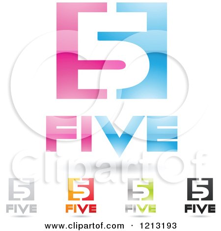 Clipart of Abstract Number 5 Icons with Five Text Under the Digit - Royalty Free Vector Illustration by cidepix