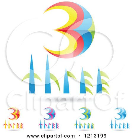Clipart of Abstract Number 3 Icons with Three Text Under the Digit 5 - Royalty Free Vector Illustration by cidepix