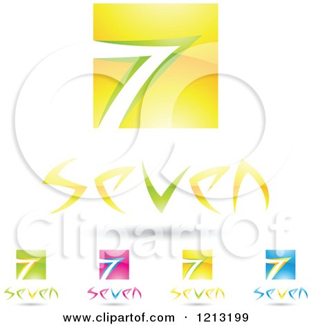 Clipart of Abstract Number 7 Icons with Seven Text Under the Digit 5 - Royalty Free Vector Illustration by cidepix
