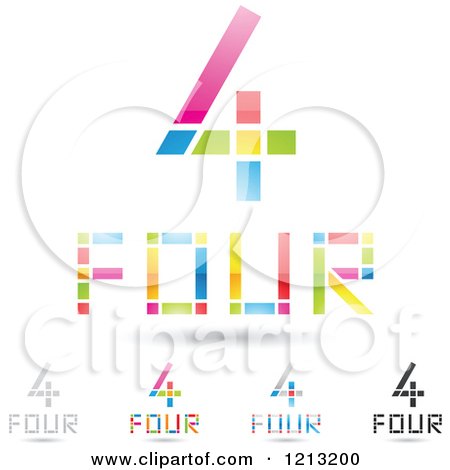 Clipart of Abstract Number 4 Icons with Four Text Under the Digit 8 - Royalty Free Vector Illustration by cidepix