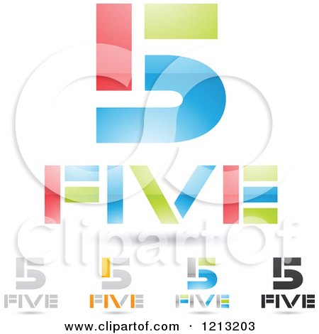 Clipart of Abstract Number 5 Icons with Five Text Under the Digit 3 - Royalty Free Vector Illustration by cidepix