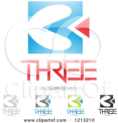 Clipart of Abstract Number 3 Icons with Three Text Under the Digit 2 - Royalty Free Vector Illustration by cidepix