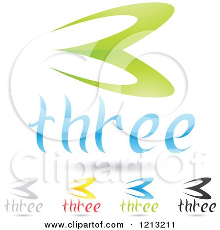 Clipart of Abstract Number 3 Icons with Three Text Under the Digit - Royalty Free Vector Illustration by cidepix