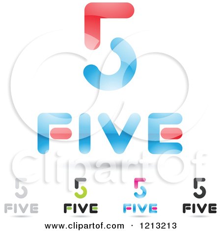 Clipart of Abstract Number 5 Icons with Five Text Under the Digit 5 - Royalty Free Vector Illustration by cidepix