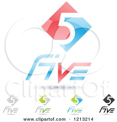 Clipart of Abstract Number 5 Icons with Five Text Under the Digit 7 - Royalty Free Vector Illustration by cidepix