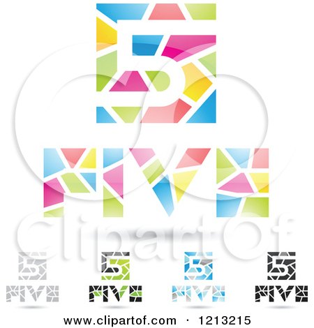 Clipart of Abstract Number 5 Icons with Five Text Under the Digit 8 - Royalty Free Vector Illustration by cidepix