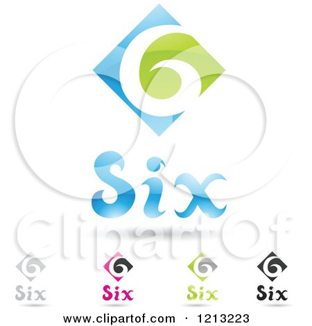 Clipart of Abstract Number 6 Icons with Six Text Under the Digit 8 - Royalty Free Vector Illustration by cidepix