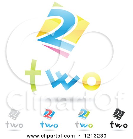 Clipart of Abstract Number 2 Icons with Two Text Under the Digit 4 - Royalty Free Vector Illustration by cidepix